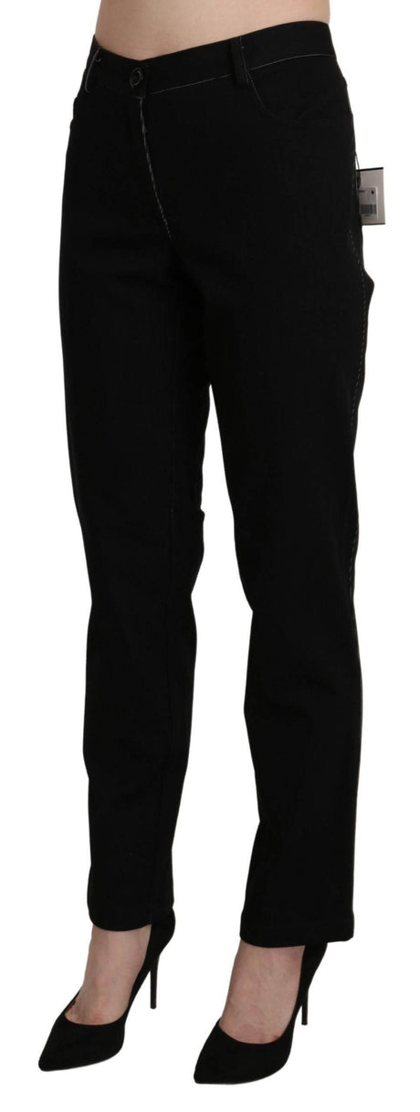 BENCIVENGA Black High Waist Straight Casual Trouser Pant - Hilstor