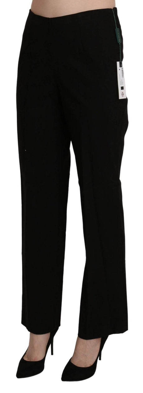 BENCIVENGA Black High Waist Straight Dress Trouser Pant - Hilstor