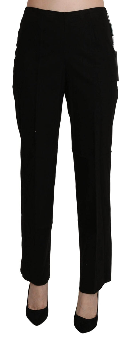 BENCIVENGA Black High Waist Straight Dress Trouser Pant - Hilstor