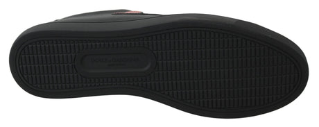 Dolce & Gabbana Black Leather Love Heart Sneakers Womens Shoes - Hilstor