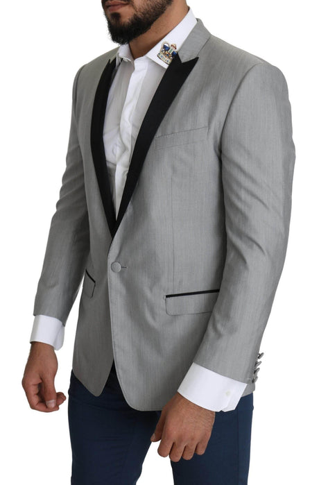 Dolce & Gabbana Light Gray Single Breasted SARTORIA Blazer - Hilstor