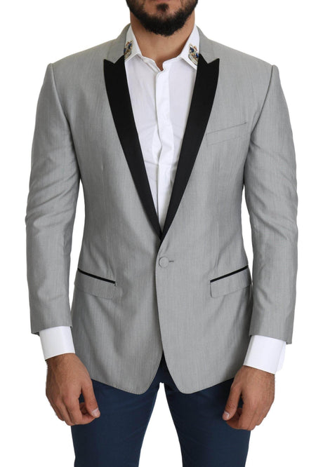 Dolce & Gabbana Light Gray Single Breasted SARTORIA Blazer - Hilstor