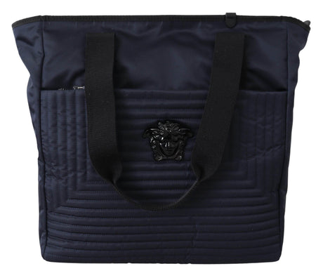 Versace Elegant Blue Nylon Tote Bag - Hilstor