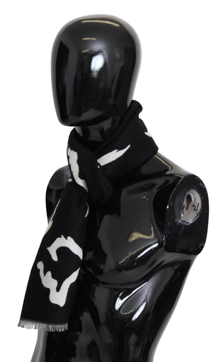 Givenchy Black White Wool Unisex Winter Warm Scarf Wrap Shawl - Hilstor