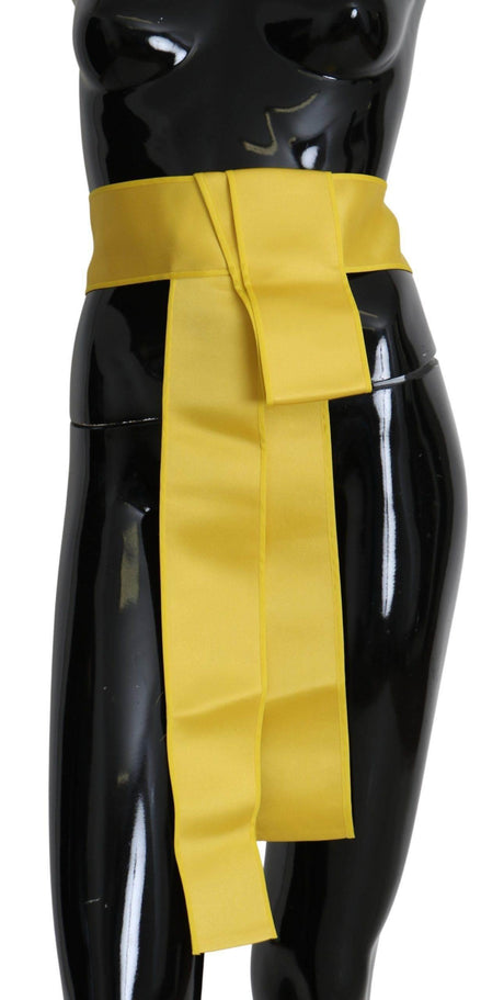 Dolce & Gabbana Yellow Wide Snap Button Closure Silk Belt - Hilstor