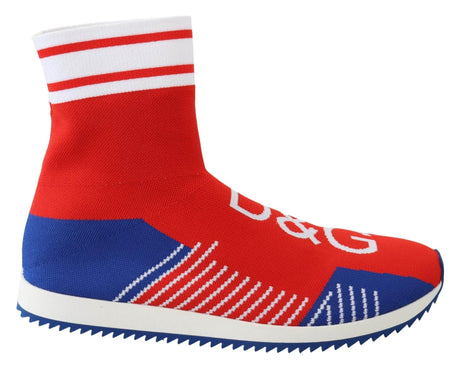 Dolce & Gabbana Blue Red Sorrento Logo Sneakers Socks Shoes - Hilstor