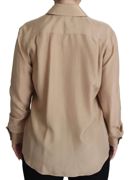 Dolce & Gabbana Beige Silk Shirt Decorative Buttons Top - Hilstor