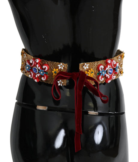 Dolce & Gabbana multicolor Embellished Floral Crystal Wide Waist Belt - Hilstor