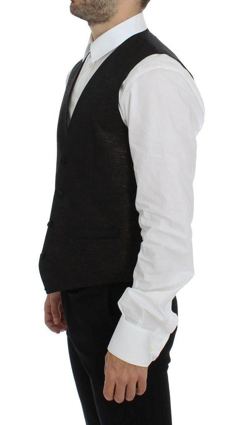 Dolce & Gabbana Black Wool Logo Dress Gilet Vest - Hilstor