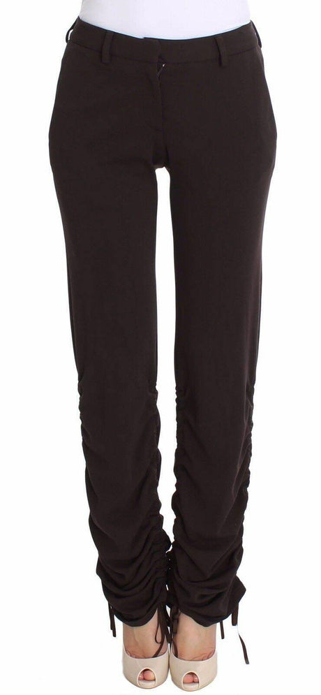 Ermanno Scervino Brown Stretch Casual Trousers Pants - Hilstor