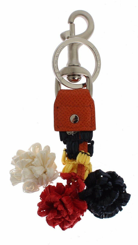 Dolce & Gabbana Multicolor Raffia Leather Clasp Finder Chain Keyring - Hilstor