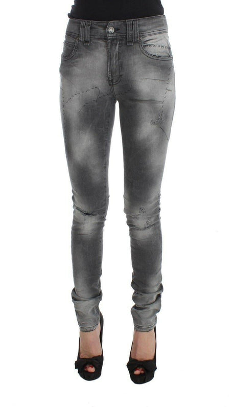 John Galliano Gray Wash Cotton Blend Slim Fit Denim Jeans Pants - Hilstor