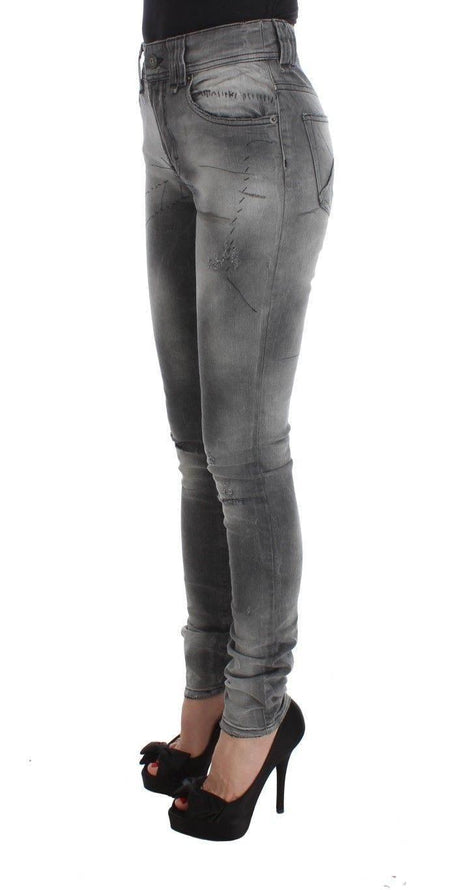 John Galliano Gray Wash Cotton Blend Slim Fit Denim Jeans Pants - Hilstor