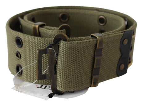 Ermanno Scervino Green 100% Cotton Rustic Bronze Buckle Belt - Hilstor