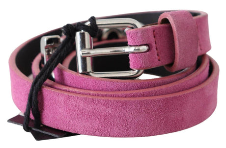 Just Cavalli Pink Silver Chrome Metal Buckle Waist Belt - Hilstor