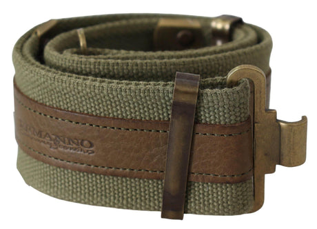 Ermanno Scervino Green Leather Rustic Bronze Buckle Army Belt - Hilstor
