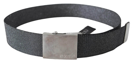 Exte Black Silver Metal Brushed Buckle Waist Belt - Hilstor