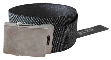 Exte Black Silver Metal Brushed Buckle Waist Belt - Hilstor