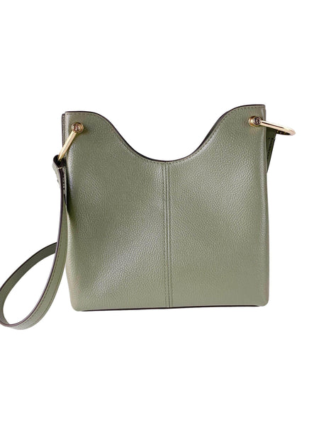 Michael Kors Joan Large Perforated Suede Leather Slouchy Messenger Handbag (Army Green) - Hilstor