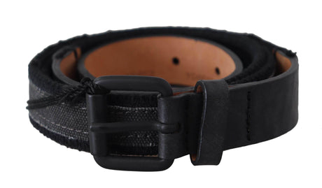 Ermanno Scervino Black Leather Logo Buckle Waist - Hilstor