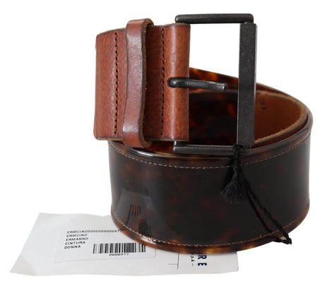 Ermanno Scervino Dark Brown Leather Wide Buckle Belt - Hilstor