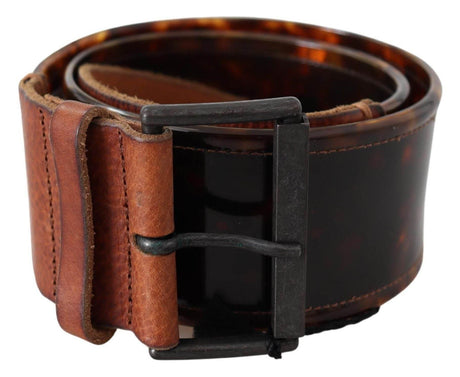 Ermanno Scervino Dark Brown Leather Wide Buckle Belt - Hilstor
