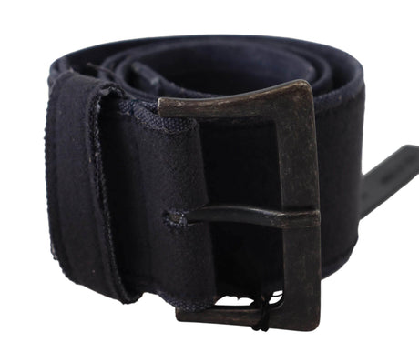 Ermanno Scervino Black Leather Wide Buckle Waist Luxury Belt - Hilstor