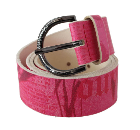 John Galliano Pink Leather Letter Logo Design Round Buckle Belt - Hilstor
