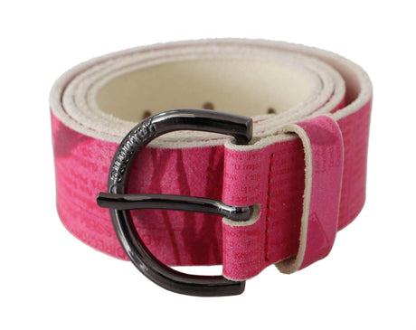 John Galliano Pink Leather Letter Logo Design Round Buckle Belt - Hilstor