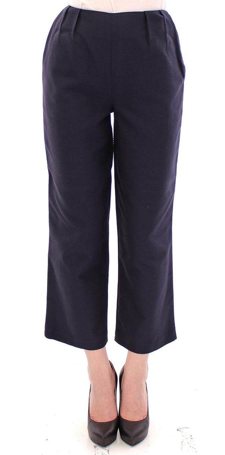 Andrea Incontri Blue Cropped Cotton Pants - Hilstor