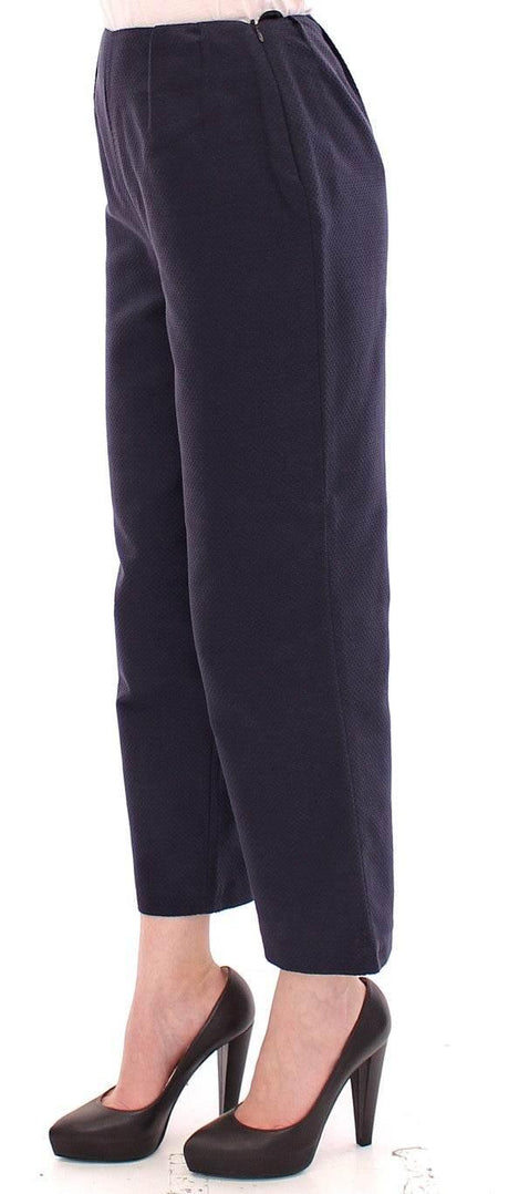 Andrea Incontri Blue Cropped Cotton Pants - Hilstor