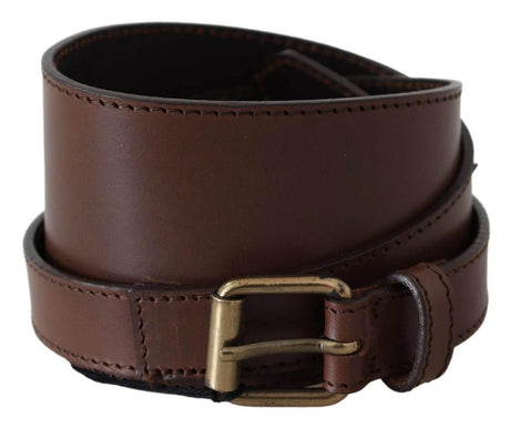 PLEIN SUD Brown Wide Leather Rustic Gold Metal Buckle Dark - Hilstor