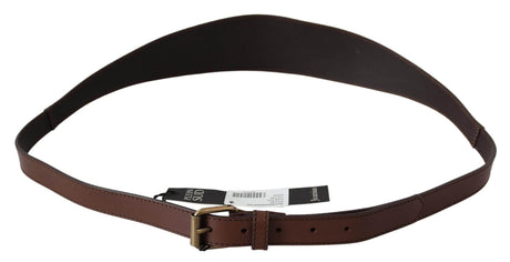 PLEIN SUD Brown Wide Leather Rustic Gold Metal Buckle Dark - Hilstor