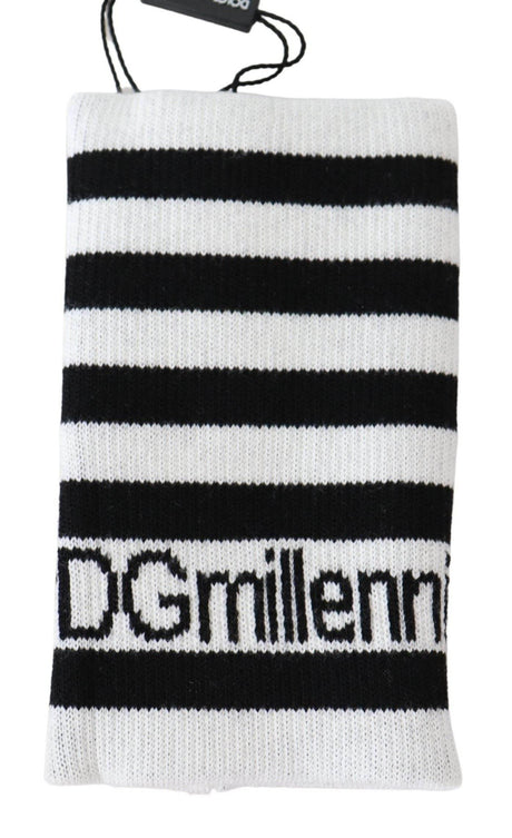 Dolce & Gabbana Black White Wool DGMillennials Wristband Wrap - Hilstor