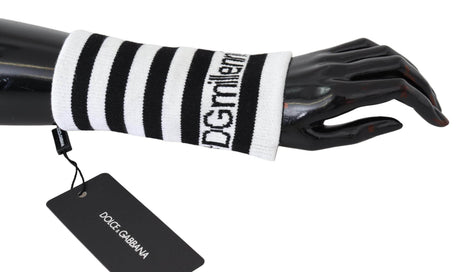 Dolce & Gabbana Black White Wool DGMillennials Wristband Wrap - Hilstor