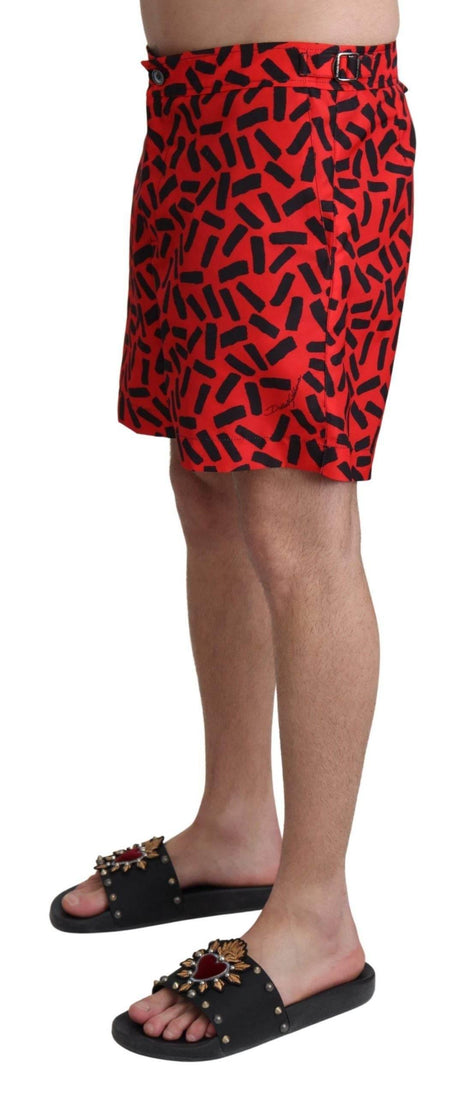 Dolce & Gabbana Red Patterned Beachwear Shorts Swimwear - Hilstor