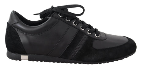 Dolce & Gabbana Black Logo Leather Casual Sneakers Shoes - Hilstor