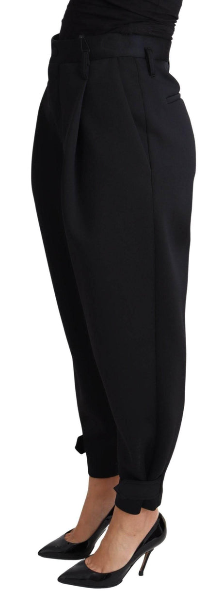 Dolce & Gabbana Black Cropped Dress High Waist Polyester Pants - Hilstor