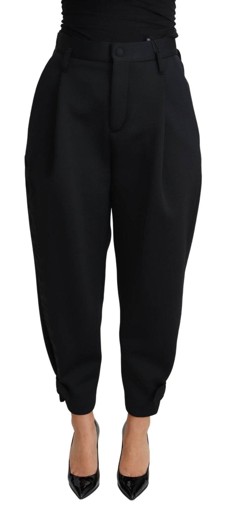 Dolce & Gabbana Black Cropped Dress High Waist Polyester Pants - Hilstor