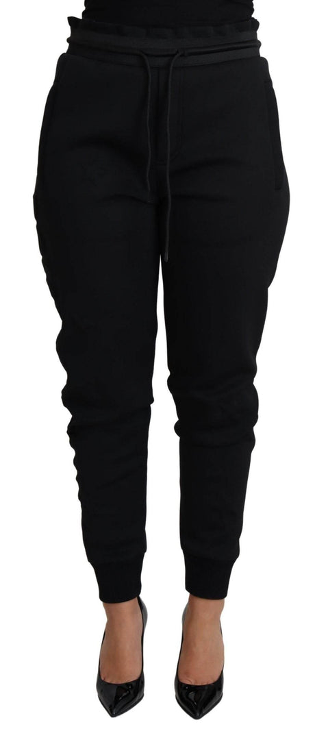 Dolce & Gabbana Black Polyester Neoprene Jogger Trouser Pants - Hilstor