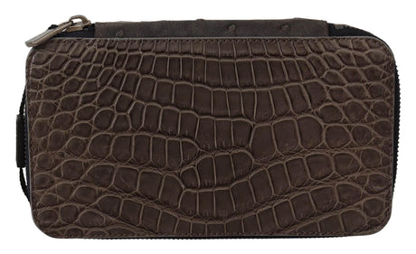 Dolce & Gabbana Gray Skin Leather Vanity Case Toiletry Shaving Bag - Hilstor