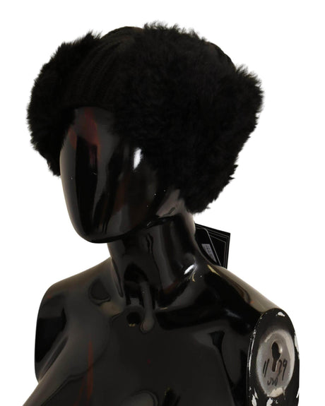 Dolce & Gabbana Black Cashmere Fur Women Beanie Women Hat - Hilstor