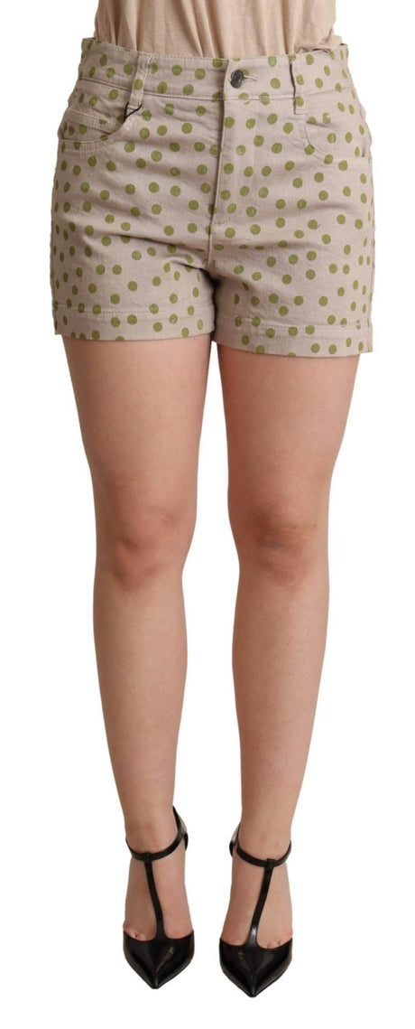 Dolce & Gabbana Beige Polka Dots Denim Cotton Stretch Shorts - Hilstor