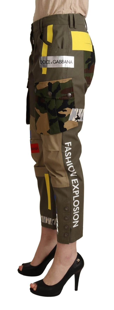 Dolce & Gabbana Green Military Cargo Trouser Cotton Pants - Hilstor