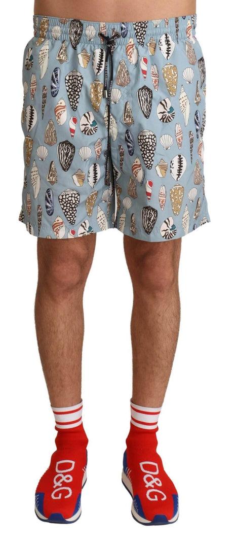 Dolce & Gabbana Blue Seashell Beachwear Swimwear Shorts - Hilstor