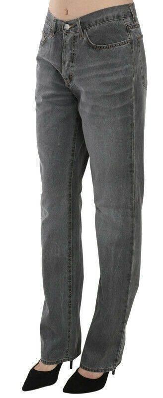 Just Cavalli Gray Washed Mid Waist Straight Denim Pants Jeans - Hilstor