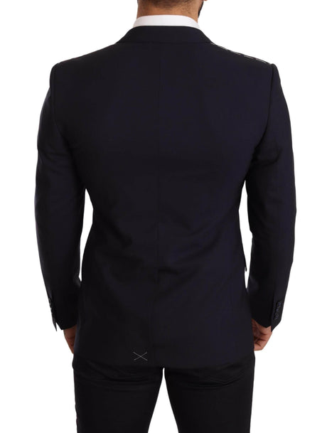 Dolce & Gabbana Navy Blue Wool Slim Fit MARTINI Blazer - Hilstor