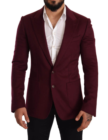Dolce & Gabbana Maroon Cashmere Slim Fit Coat Jacket Blazer - Hilstor