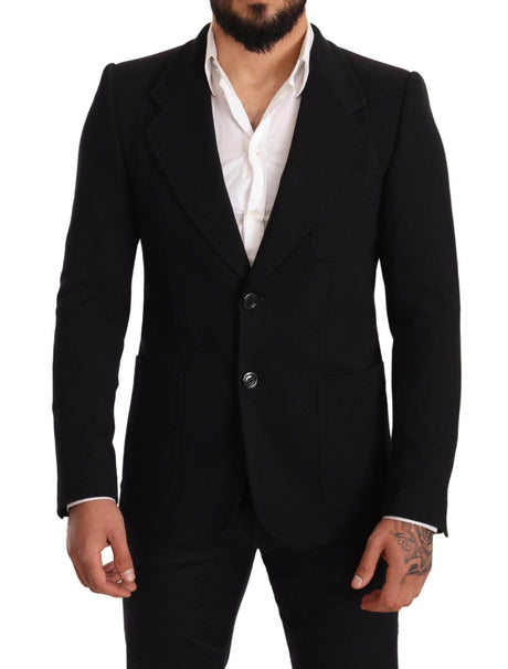 Dolce & Gabbana Black Cotton Slim Fit Coat Jacket Blazer - Hilstor