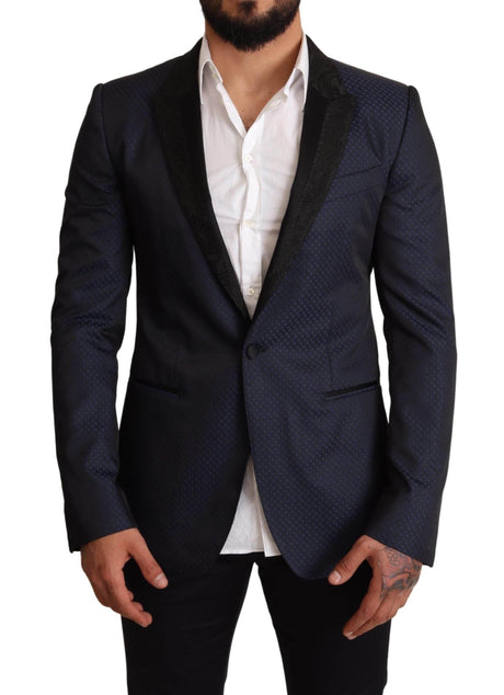 Dolce & Gabbana Blue Wool Slim Fit MARTINI Blazer Jacket - Hilstor